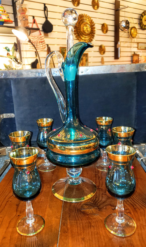 Handmade Italian Decanter With Glasses