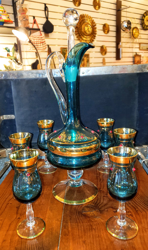 Handmade Italian Decanter With Glasses