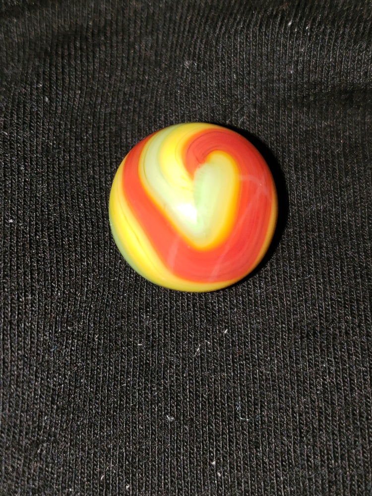 Akro Popeye Marble - Red / Green / Yellow  Swirl 5/8"