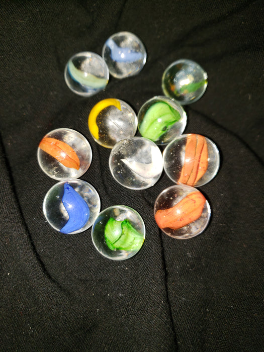 Peltier Banana Marble Set of 11 - Clear with Multi Color