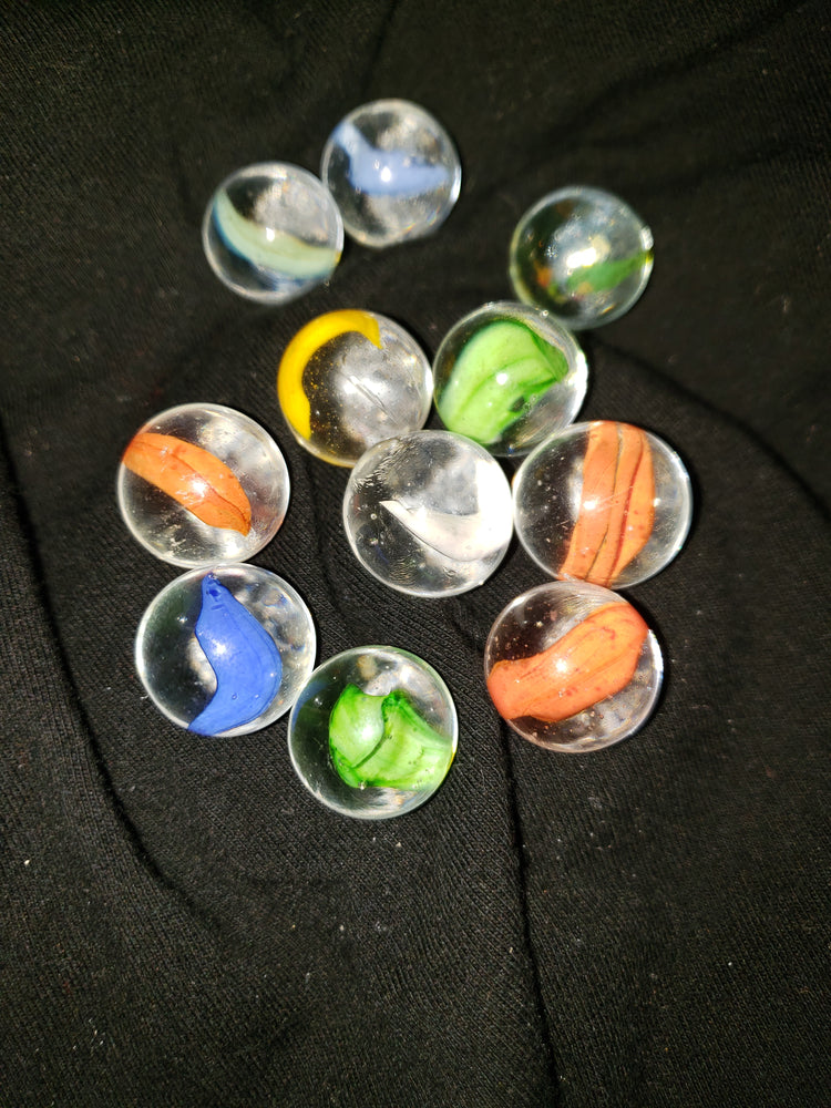 Peltier Banana Marble Set of 11 - Clear with Multi Color